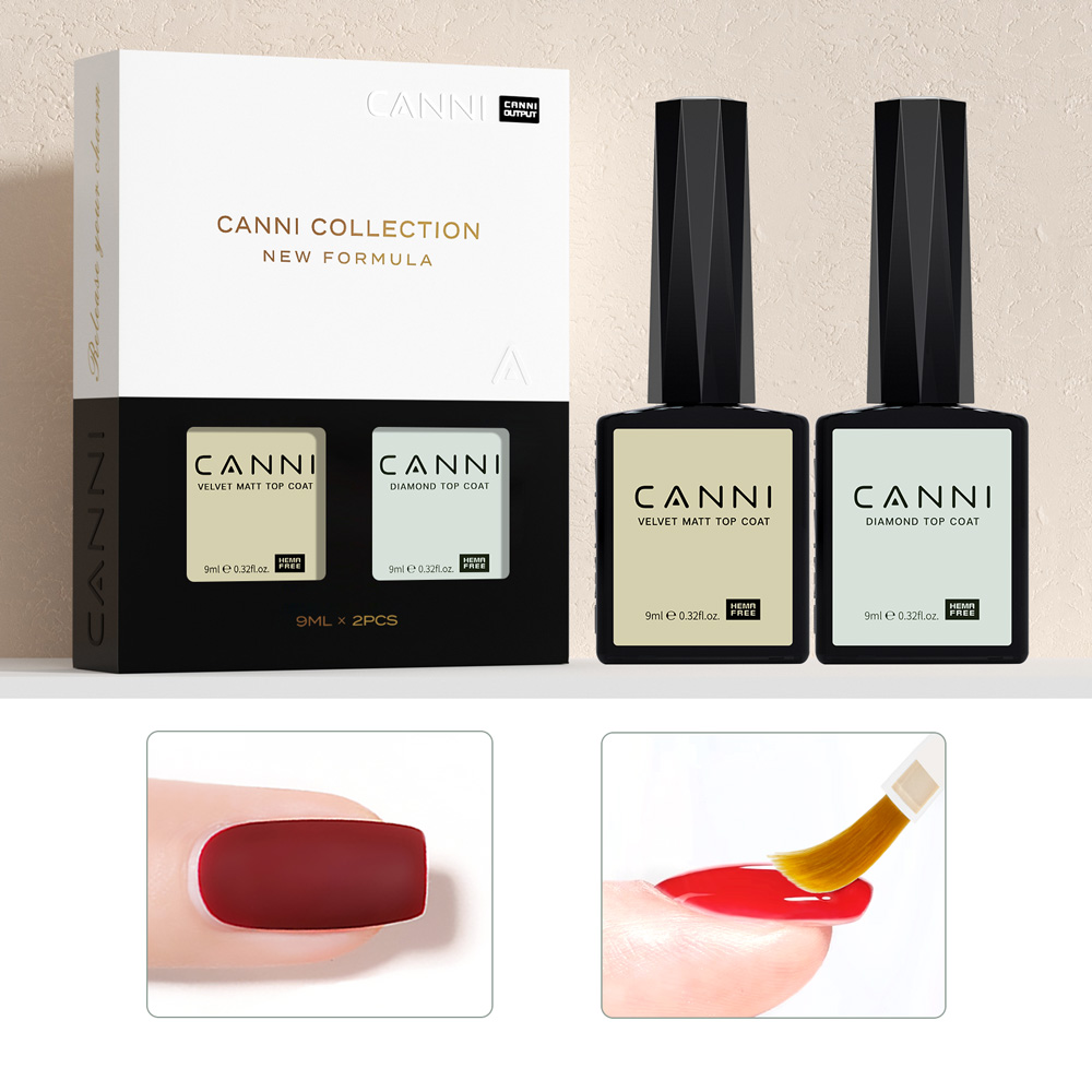 CANNI HEMA-FREE Matt Top Coat + Diamond Top Coat szett 2x9 ml