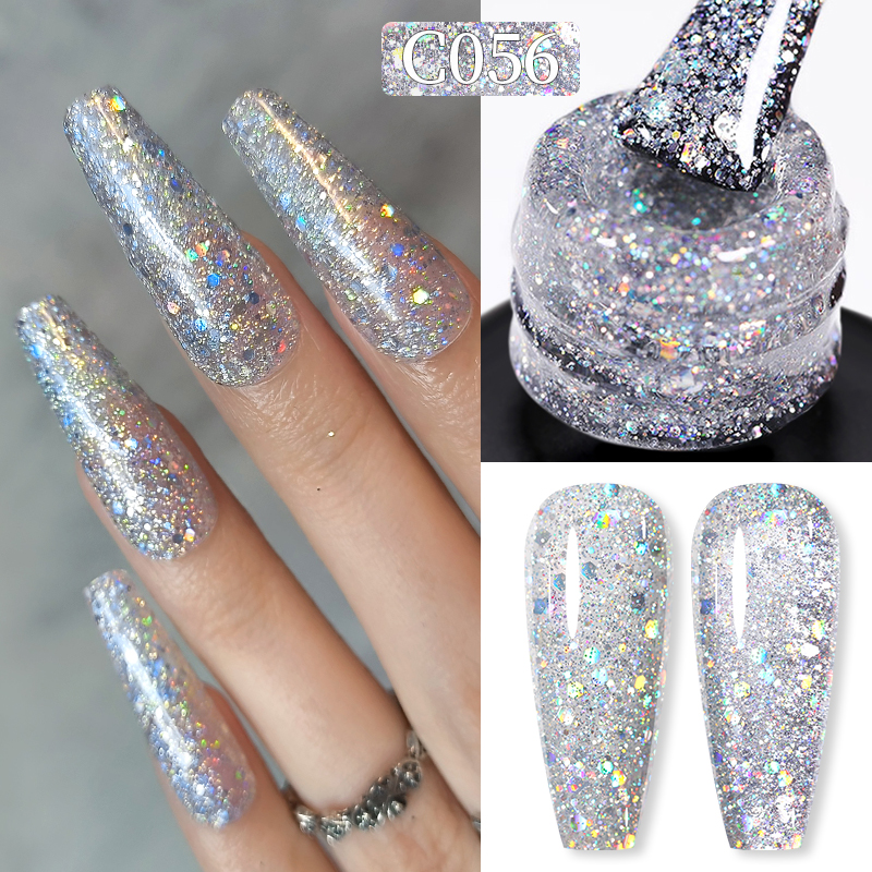 Born Pretty Pro UV/LED HEMA FREE gél lakk 15 ml - C056 - Silver Holo Sequins