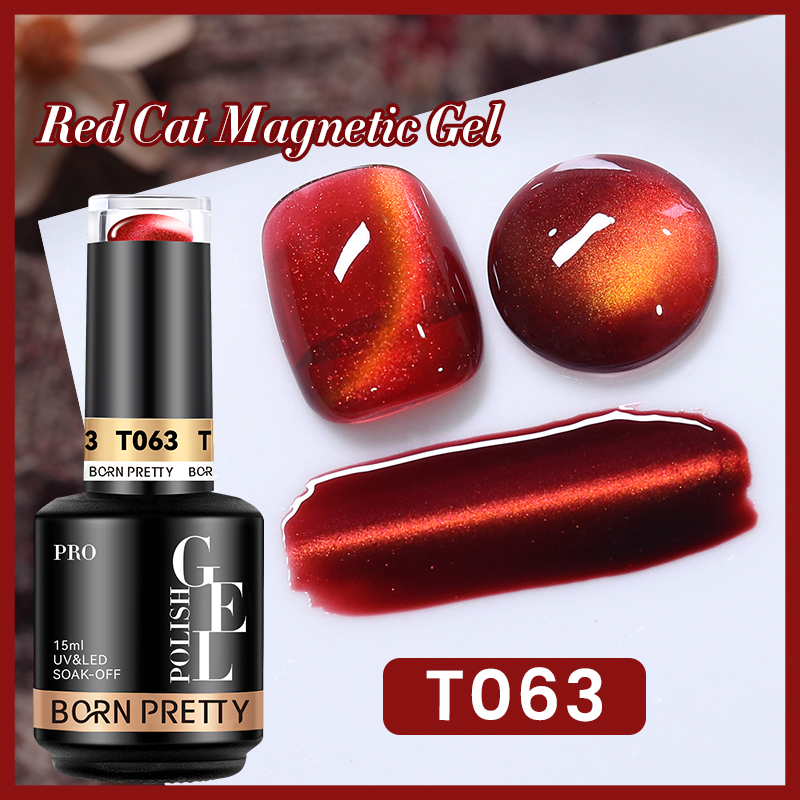 BORN PRETTY PRO UV/LED gél lakk 15 ml - T063 - Red Cat Magnetic Gel