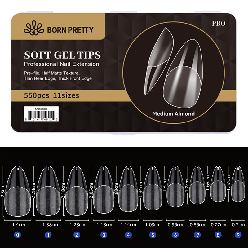 BORN PRETTY Soft Gel Tip 550db/box - Mandula