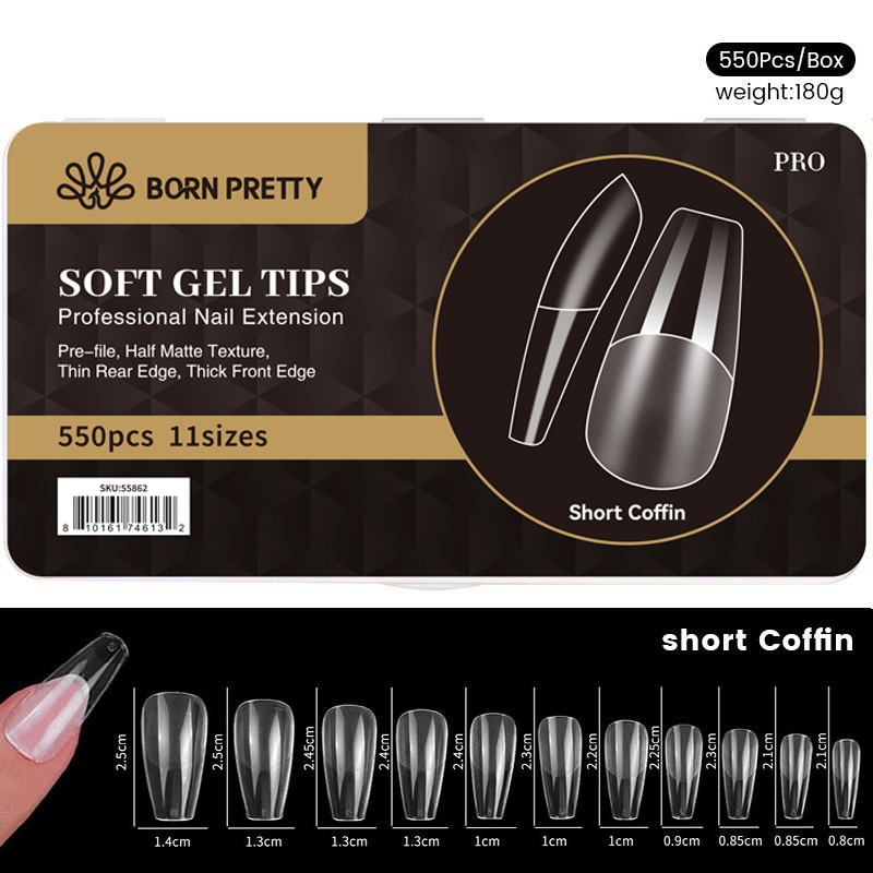 BORN PRETTY Soft Gel Tip 550db/box - Coffin