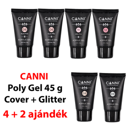 (4+2 AKCIÓ) CANNI Poly Gél 6x45 g - 4 db cover + 2 db glitter AJÁNDÉK‼️