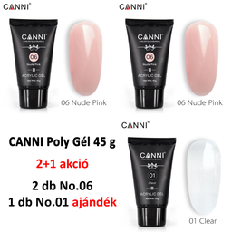 (2+1 AKCIÓ) CANNI Poly Gél - 2 db x 45g No.06-os + 1 db x 45g No.01-es AJÁNDÉK‼️