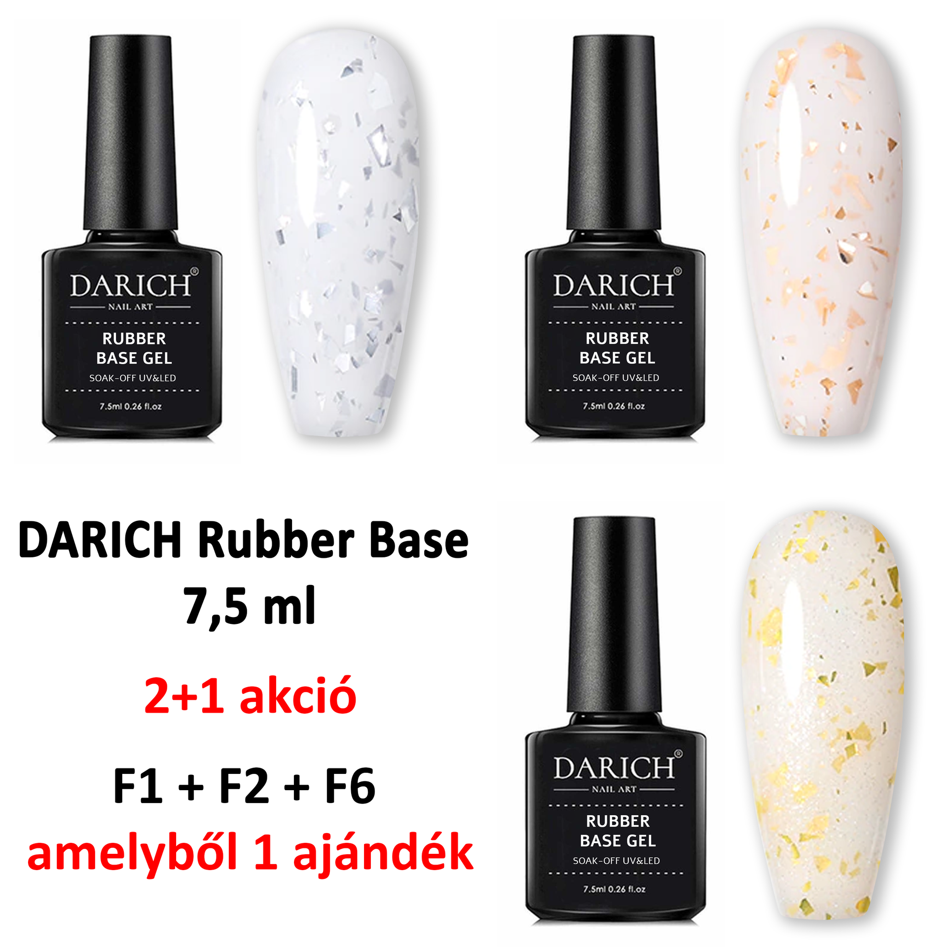 (2+1 AKCIÓ) DARICH Rubber Base Gél - F1 + F2 + F6 - 1 termék AJÁNDÉK‼️