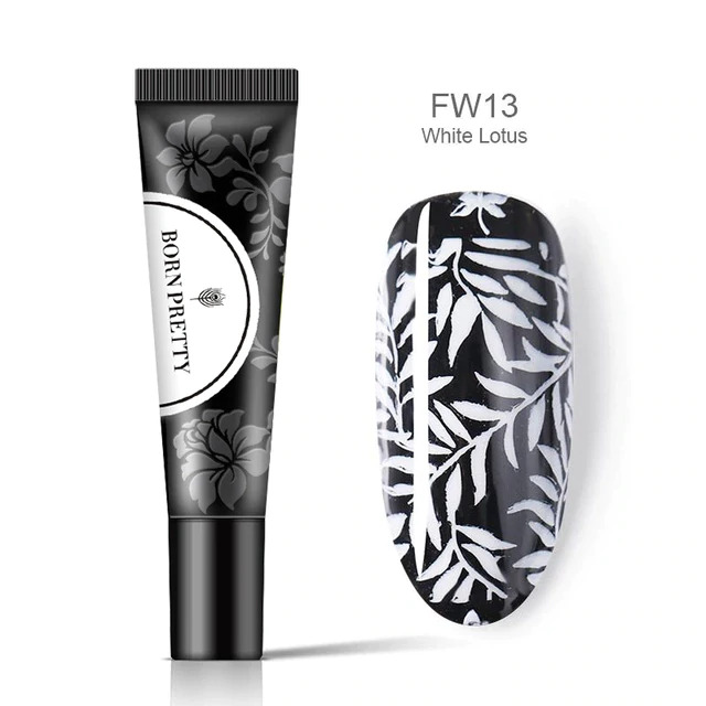 BORN PRETTY 2in1 nyomda és festőzselé 8 ml - FW13 White Lotus