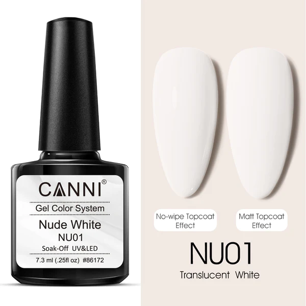 CANNI Nude White UV/LED gél lakk 7.3 ml No. NU01