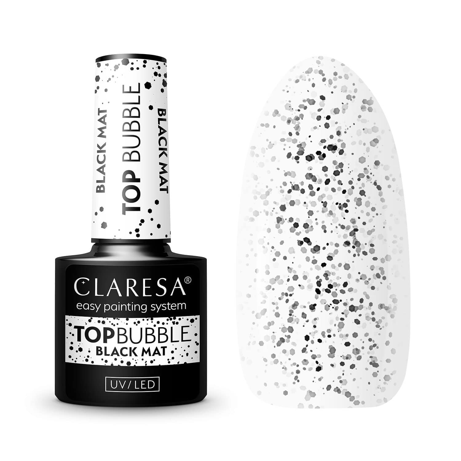 CLARESA UV/LED fixálásmentes  TOP BUBBLE BLACK MATT - 5g