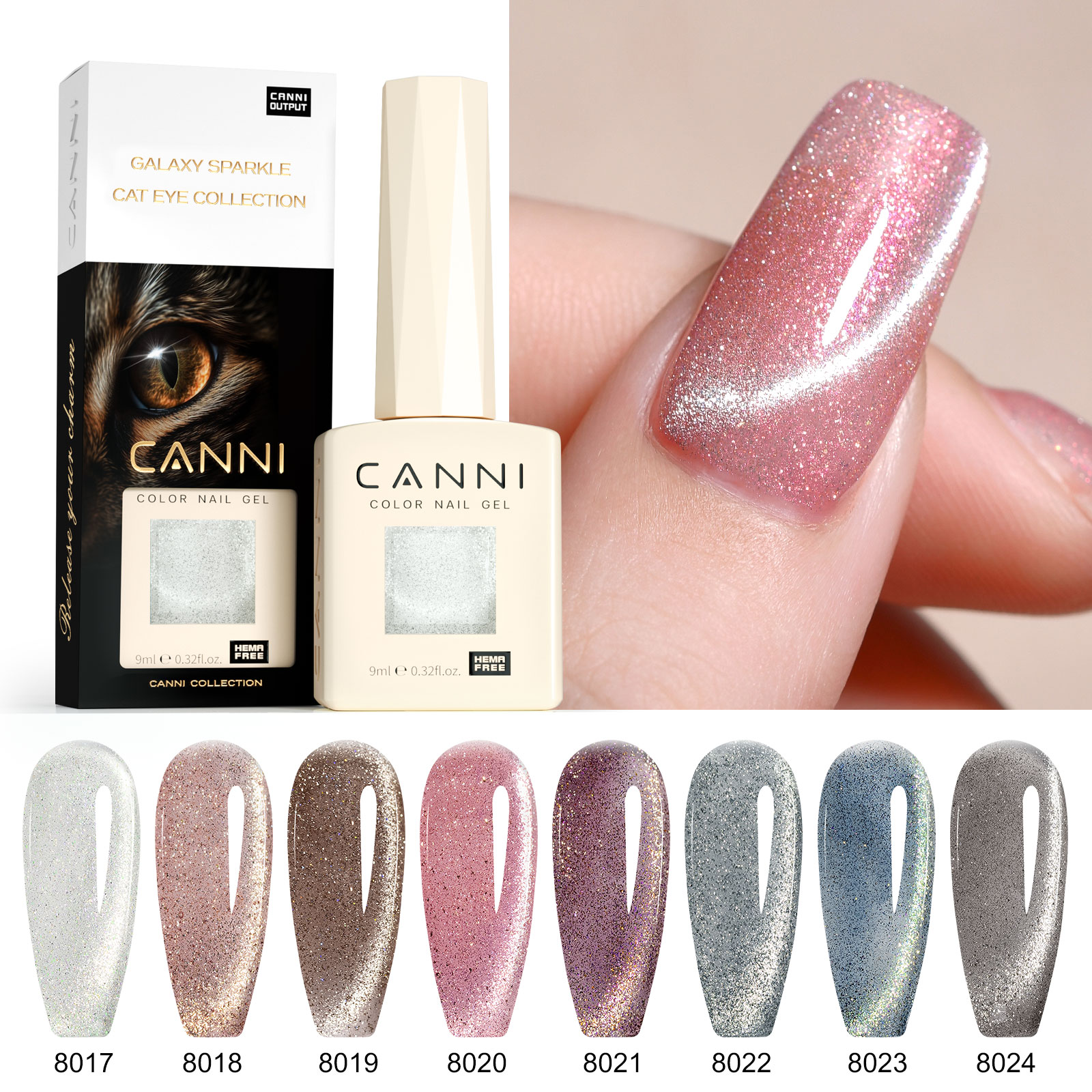 CANNI HEMA FREE  szett 8x9ml - Iridescent Dream Collection