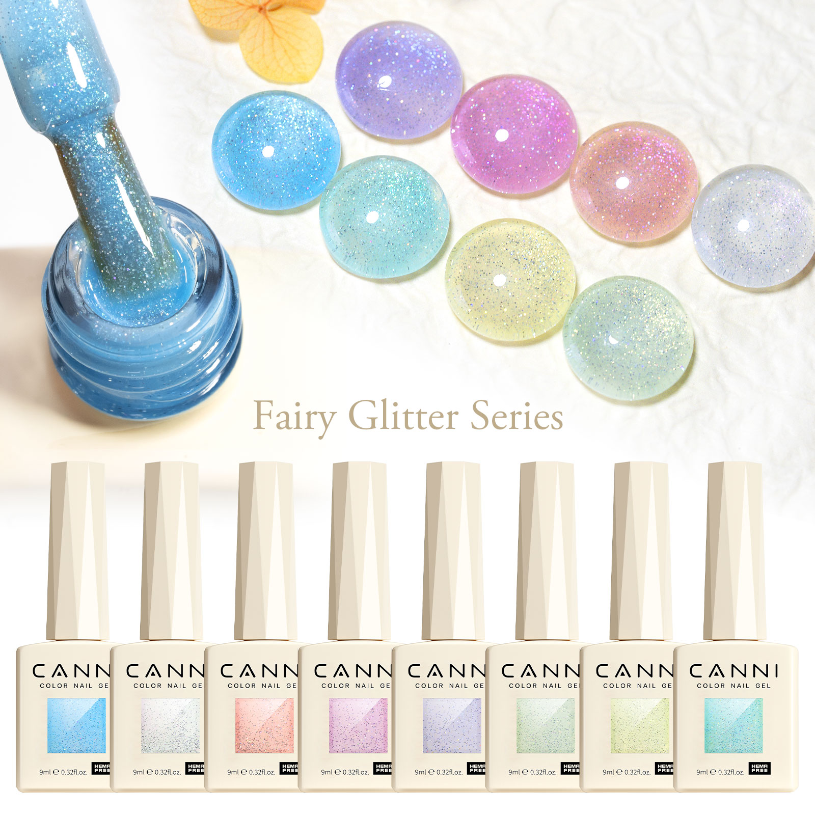 CANNI HEMA FREE  szett 8x9ml - Fairy Glitter Collection