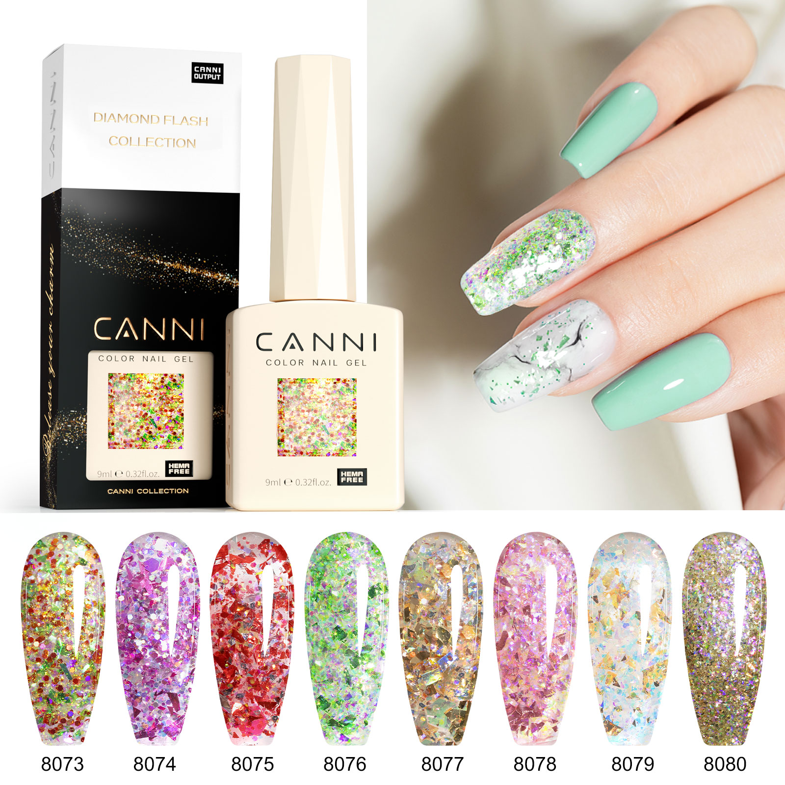 CANNI HEMA FREE  szett 8x9ml - Prism Flash Collection