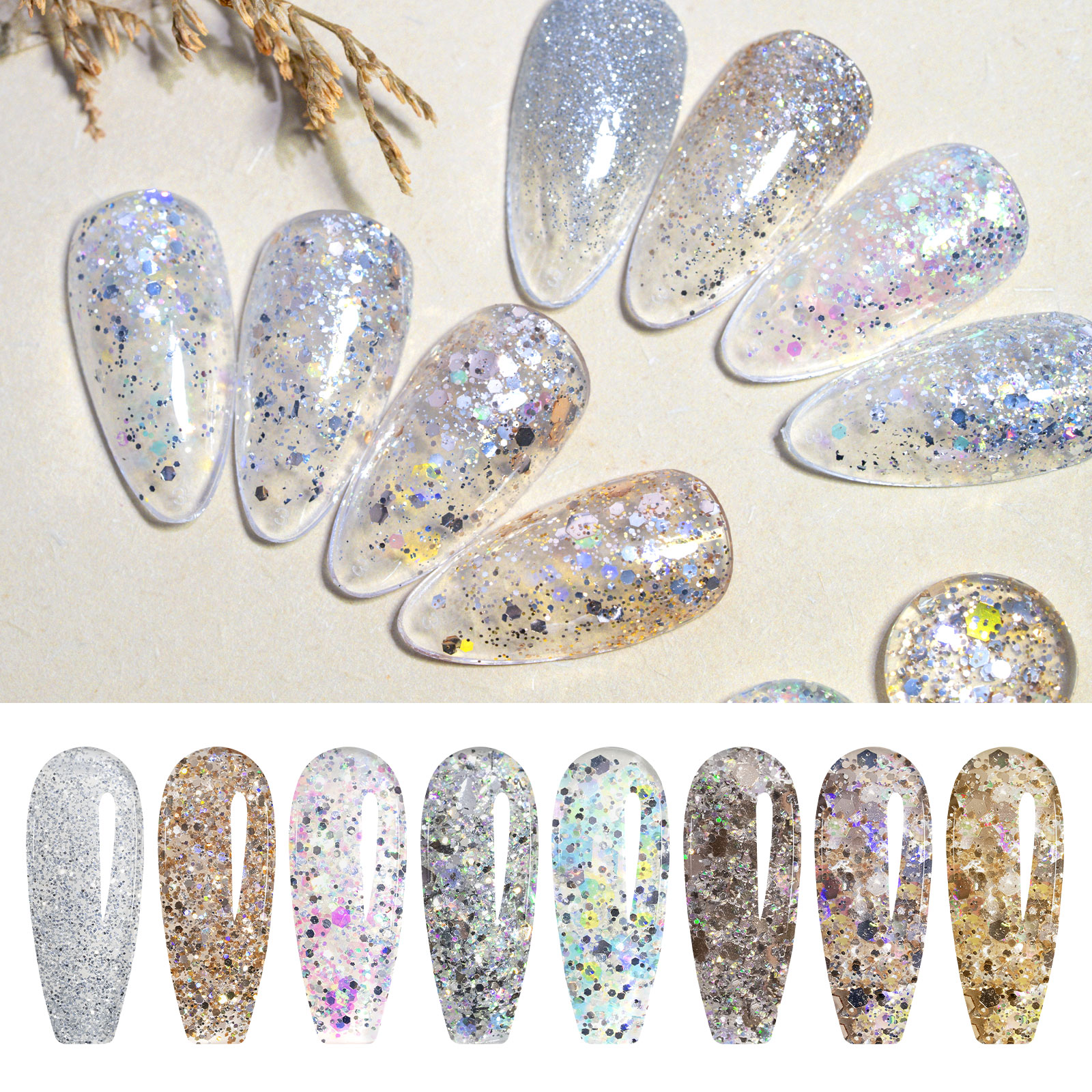 CANNI HEMA FREE  szett 8x9ml - Dawn Crystal Flash Collection